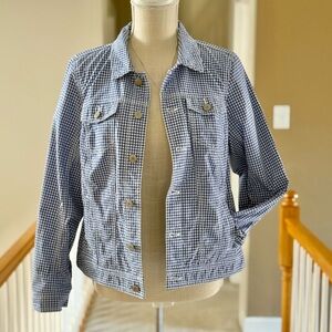 Talbots Petite Blue Gingham Jean Jacket